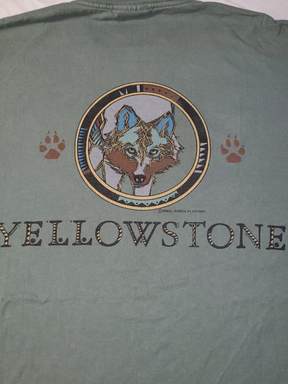 Vintage 90s Sutton's Olive "Yellowstone" Graphic Tee